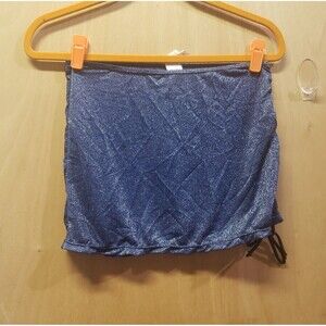 Ruched glittery blue lurex mini beach cover-up skirt Navy color Sz M
